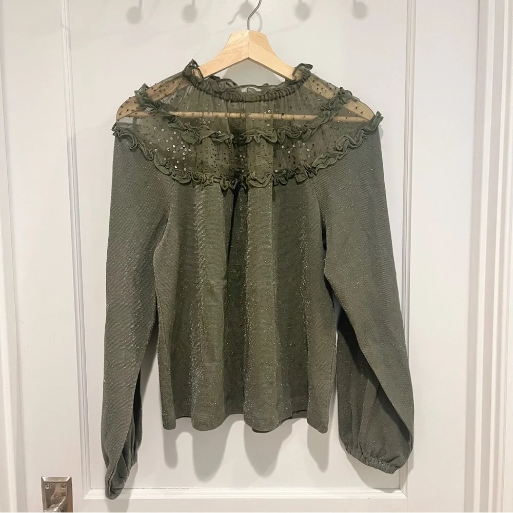 Anthropologie Ranna Gill Bowen Ruffled Top S